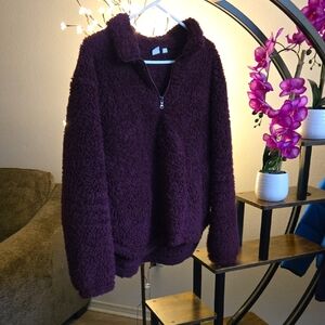 GAP Deep Burgundy Fleece Half Zip Pullover Size L